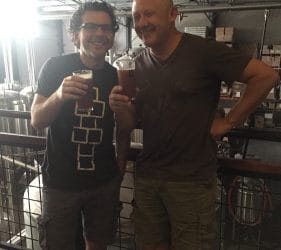 Leo & Vic enjoying a brew at Dainton Brewery