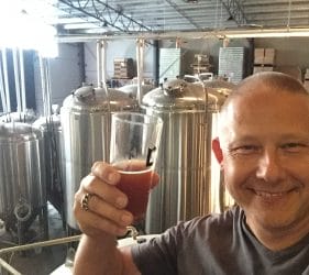 Vic enjoying a brew at Dainton Brewery