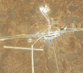 Satellite map image of Cook. Blue dot is where we camped