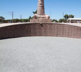 Plaque showing right side and walkway of The Australian Farmer, Wudinna