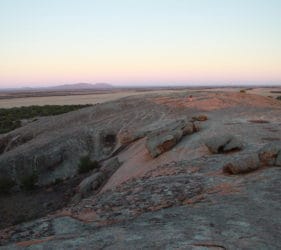 Leonie on top of Pildappa Rock, Minnipa, South Australia