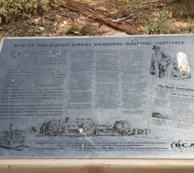 Plaque at site of old Bishop Kirkby Memorial Hospital, Cook