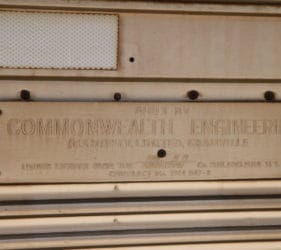Manufacturing plaque on the Indian Pacific: "Built by Commonwealth Engineering, Granville"