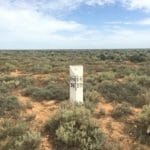 Old style road marker on Cook Road, 55Km to Cook, 50Km to Eyre Highway