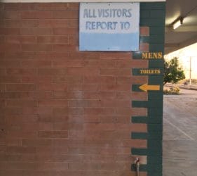 All visitors report to Mens Toilets?