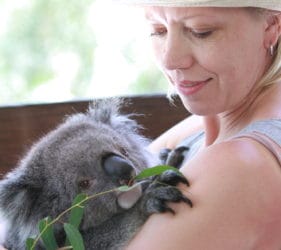 Gita feeding a Koala at Gorge Road Wildlife Park, Cudlee Creek