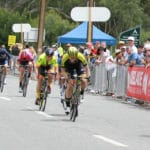 Sprint to the finish line of Stage 1 of the Women's Tour Down Under at Gumeracha