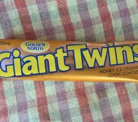 A South Aussie favourite ice cream, a Golden North Giant Twin. Yummy!