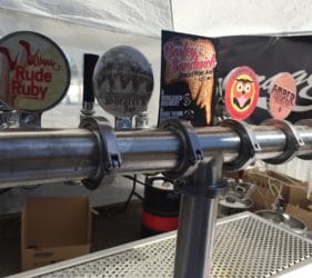 Beer taps from the Woolshed and Robe Town Brewery at the Gumeracha Beer and Bite