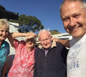Leonie and Vic leaving Gumeracha, farewelling her Mum and Dad, Eileen and Jim O'Dea