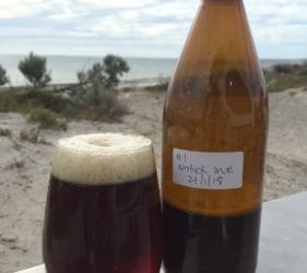Enjoying a Coopers homebrew Amber Ale at Wauraltee