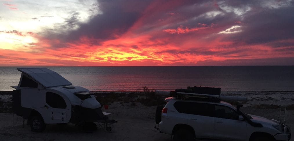 Spectacular sunset at Wauraltee Beach campsite