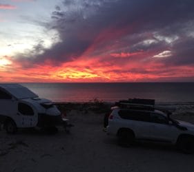 Spectacular sunset at Wauraltee Beach campsite