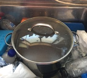 Cooling down the grains in an ice bath