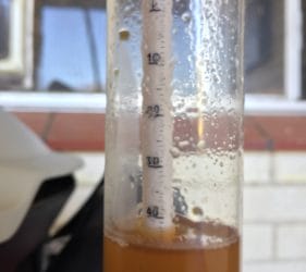 Taking initial Specific Gravity reading