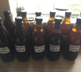 11 bottles of brew, named MPA (Molar Pale Ale)