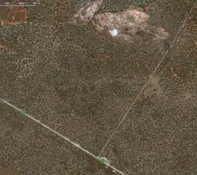 Map showing track into Afghan Rocks