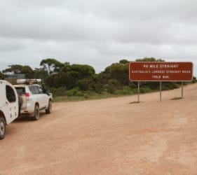 At Caiguna, about to head on Australia's longest straight road of 146.6 km/90 miles