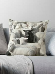 Black sheep throw pillow